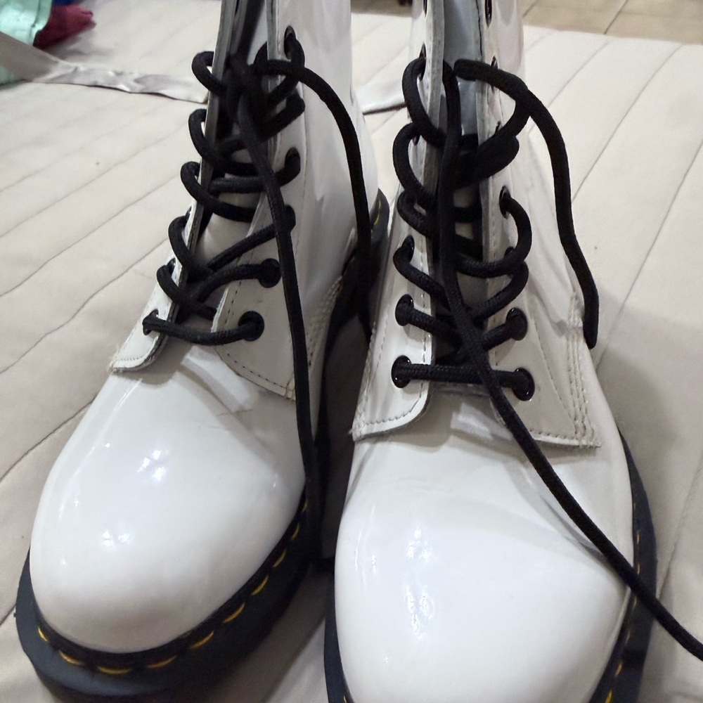 Dr. Martens White Lace-Up Combat Boots